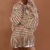 autumn and winter new loose knit sweater high neck tassel women s sweater  NSDF1299