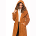  women s woolen long coat lapel hooded vertical pocket woolen cloth NSDF1314