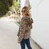 estampado de leopardo nuevo producto suelto con cuello en V chaqueta con capucha suéter superior NSDF1326