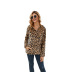  leopard print new product loose V-neck hooded jacket sweater top NSDF1326