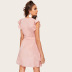 Summer women s sense of lotus leaf sleeve slit design dress solid color pink dress NSDF1327