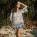 spring and summer new women s mid-sleeve loose V-neck printed dress fashion wholesale NSDF1332