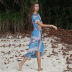 moda de primavera irregular playa traje casual traje de dos piezas falda NSDF1333