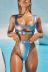   Ladies Double Belt Bronzing Leather Swimsuit Sexy Solid Color One-Piece Bikini NSZO1356