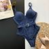 Traje de baño de una pieza de una pieza para mujer de moda vendedora, placa de acero, cinturón de color sólido, traje de baño de una pieza NSZO1361