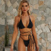 new style bikini solid color swimsuit straps sexy polyester fabric breast pad bikini set NSZO1368