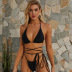 new style bikini solid color swimsuit straps sexy polyester fabric breast pad bikini set NSZO1368