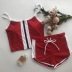 Las señoras del bikini del traje de baño de la cremallera de la honda roja dividieron el traje de baño candente NSZO1372