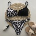 Venta caliente patrón de leopardo negro costura profundo V soporte de acero sexy bikini de triángulo dividido NSZO1374