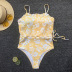 Hot selling fashion print cable pleated bikini tube top strap one-piece swimsuit bikini NSZO1378
