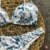 Gradient Tie Dye Deep V Steel Bracket Gathering Triangle Sexy Split Bikini  NSZO1385