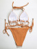Hot Selling Women s Solid Color Tether Sling Gather Bikini Vacation Swimwear NSZO1403
