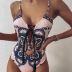 Hot Selling Ladies Retro Printed One-Piece Beach Bikini Beach Swimwear NSZO1406