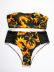 las señoras calientes de la venta dividieron el traje de baño de secado rápido de la cintura alta del bikini impreso negro NSZO1410