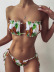 hot selling split gathered bikini print sexy backless swimwear NSZO1417