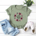 wreath letters comfortable short-sleeved T-shirt NSSN1459