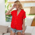 new women s V-neck printed shirt short-sleeved shirt suit shirt  NSDF1492