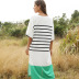 V-neck bat sleeve striped dress women s clothing NSDF1504
