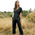 hot sale spring and summer hot new fashion women s single-breasted all-match nine-point jumpsuit NSDF1516