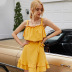  Yellow Lotus Leaf Sling Dress Girl Short Skirt  NSDF1521