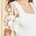 Hot selling fashion embroidery hollow gauze sleeve square neck all-match bottoming shirt NSDF1524