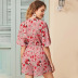  women casual deep v bow floral chiffon sleeve jumpsuit suit  NSDF1527