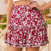 summer new red high-waisted ruffled wood ears elastic small floral skirt beach skirt NSDF1528