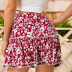 Verano nuevo rojo de cintura alta con volantes orejas de madera elástica pequeña falda floral falda de playa NSDF1528