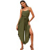 summer new sling jumpsuit women s high-waisted thin wide-leg fashionable irregular pants NSDF1542
