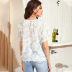  white sweet temperament women s round neck crochet hollow lace shirt chiffon shirt NSDF1555