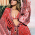 bohemian holiday beach print long lace-up sunscreen shirt NSDF1606