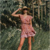 skirt printed single-breasted V-neck short-sleeved dress NSDF1610