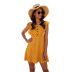  polka dot stitching ruffled square collar sleeveless short dress NSDF1614