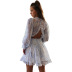  fashion short dress new ruffled V-neck floral cake skirt lantern sleeves  NSDF1618