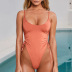 traje de baño de una pieza bikini ajustable de horquilla alta de color sólido NSZO1691