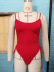 traje de baño de una pieza bikini ajustable de horquilla alta de color sólido NSZO1691