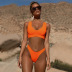 bikini de traje de baño de color sólido dividido para mujer NSZO1714