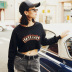  women s sweater letter printing casual short navel top NSSN1749