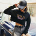 women s sweater letter printing casual short navel top NSSN1750
