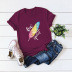 camiseta casual de manga corta con estampado de plumas para mujer NSSN1783