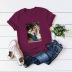 camiseta de mujer de manga corta con pintura al óleo abstracta casual NSSN1784