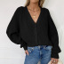Cardigan Solid Color V-Neck Lantern Sleeve Button Knitted Cardigan NSYF1846