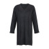 V-neck solid color loose versatile mid-length long-sleeved sweater  dress NSJR27501