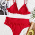 Sexy Ruffled Solid Color High Waist Bikini Split Swimsuit NSDA27512