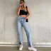high waist front slit fashion mopping jeans   NSAC27581