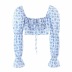 square collar printed lantern sleeve shirt NSAC27589