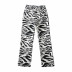 high waist contrast color zebra pattern trousers  NSLD27698