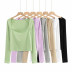 square neck design stretch slim solid color sweater T-shirt  NSLD27719