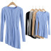 irregular hem long-sleeved elastic dress   NSLD27725