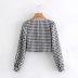 black and white plaid pleated blouse NSAM27839